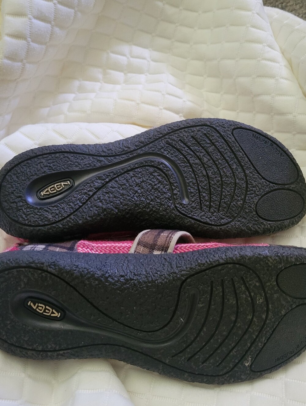Keen Sienna MJ Canvas 9.5 Harvest Plaid Pink Brown Mary Jane - Picture 2 of 7